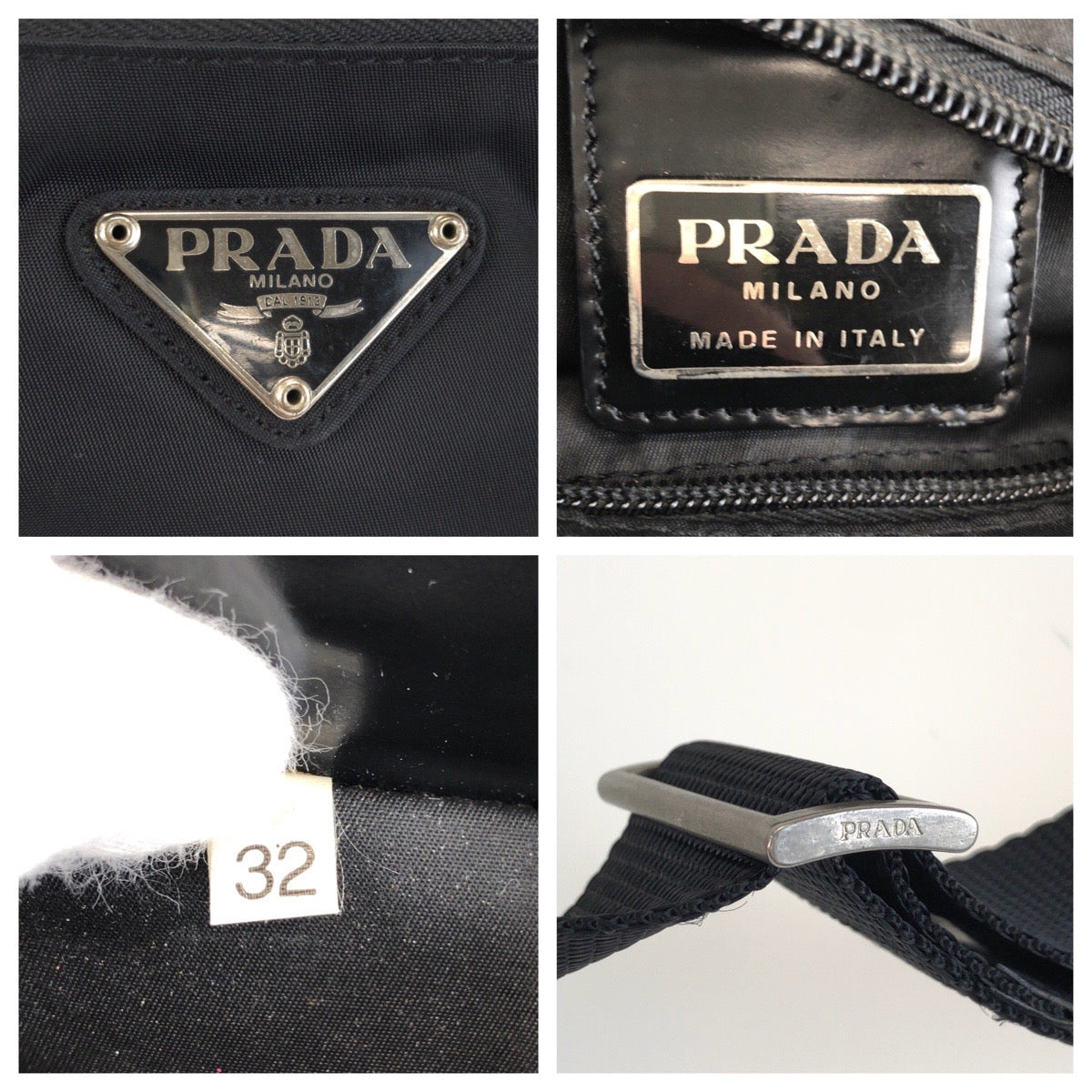 25465
PRADA プラダ テスート 三角ロゴプレート ブラック 黒 シルバー金具 ナイロン ショルダーバッグ ポシェット レディース ABP28