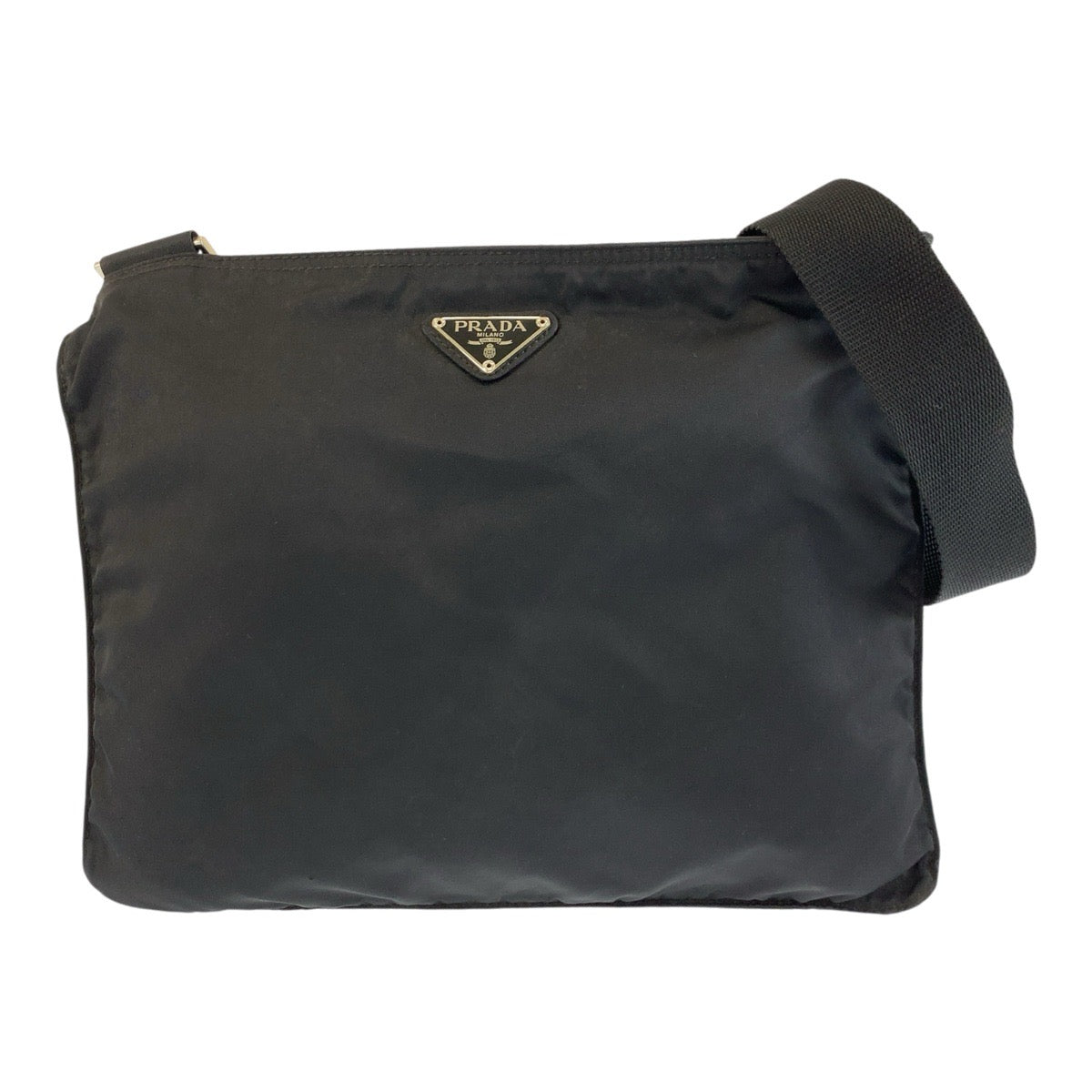 25467
PRADA プラダ テスート 三角ロゴプレート ブラック 黒 シルバー金具 ナイロン ショルダーバッグ メッセンジャーバッグ レディース AB28