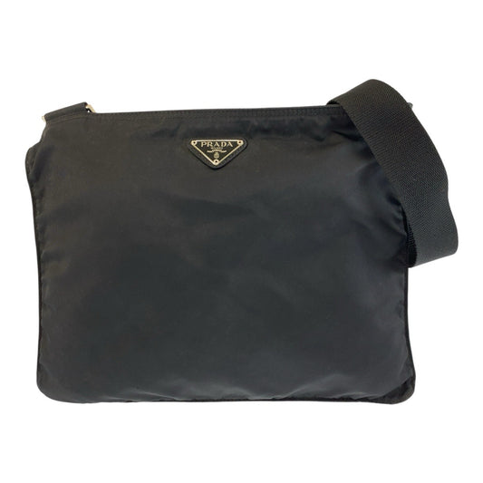 25467
PRADA プラダ テスート 三角ロゴプレート ブラック 黒 シルバー金具 ナイロン ショルダーバッグ メッセンジャーバッグ レディース AB28