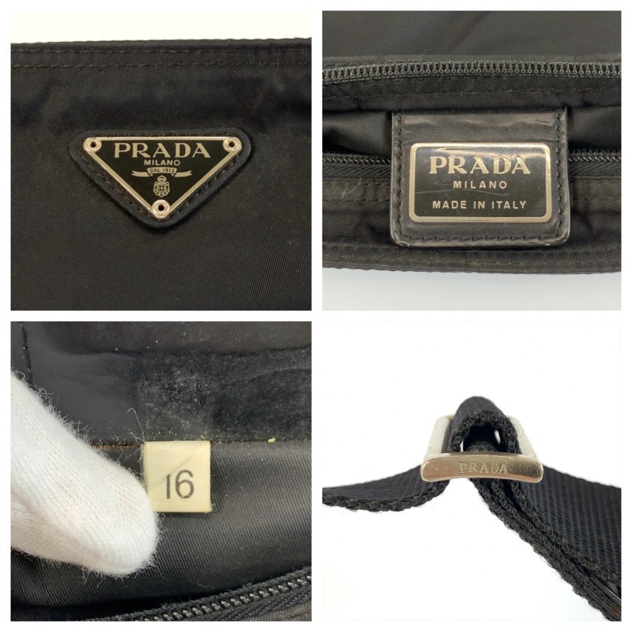 25467
PRADA プラダ テスート 三角ロゴプレート ブラック 黒 シルバー金具 ナイロン ショルダーバッグ メッセンジャーバッグ レディース AB28