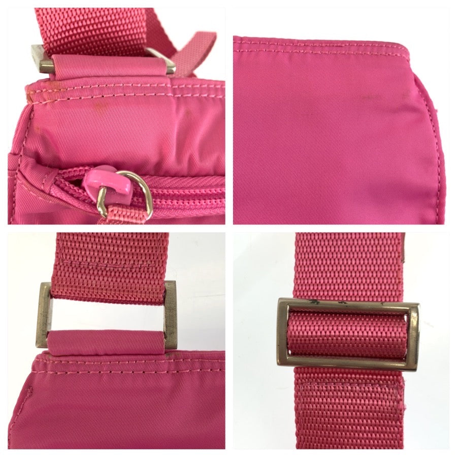 25468
PRADA プラダ テスート 三角ロゴプレート ピンク シルバー金具 ナイロン ショルダーバッグ ポシェット レディース ABP30