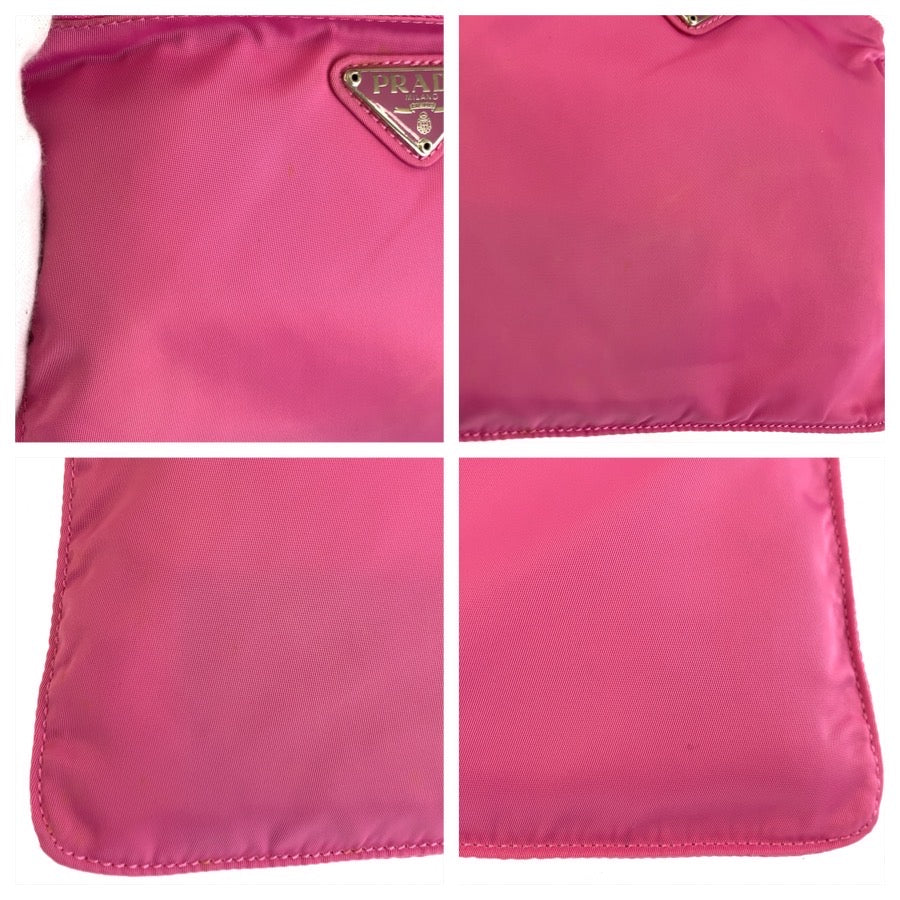 25468
PRADA プラダ テスート 三角ロゴプレート ピンク シルバー金具 ナイロン ショルダーバッグ ポシェット レディース ABP30