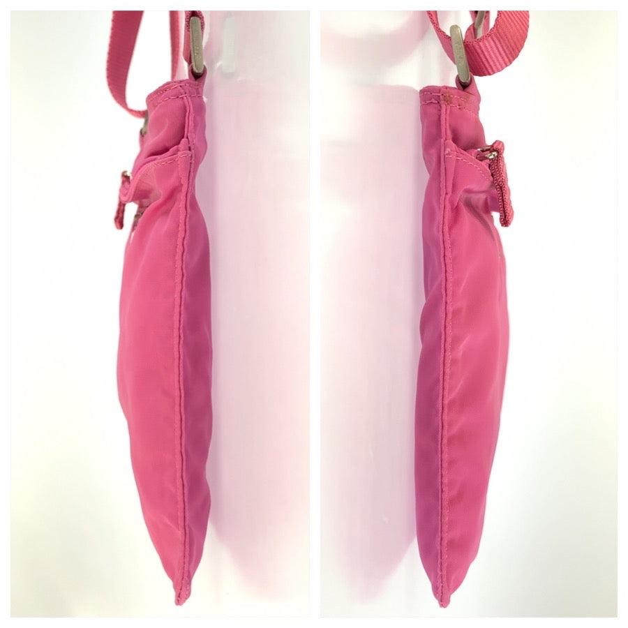 25468
PRADA プラダ テスート 三角ロゴプレート ピンク シルバー金具 ナイロン ショルダーバッグ ポシェット レディース ABP30