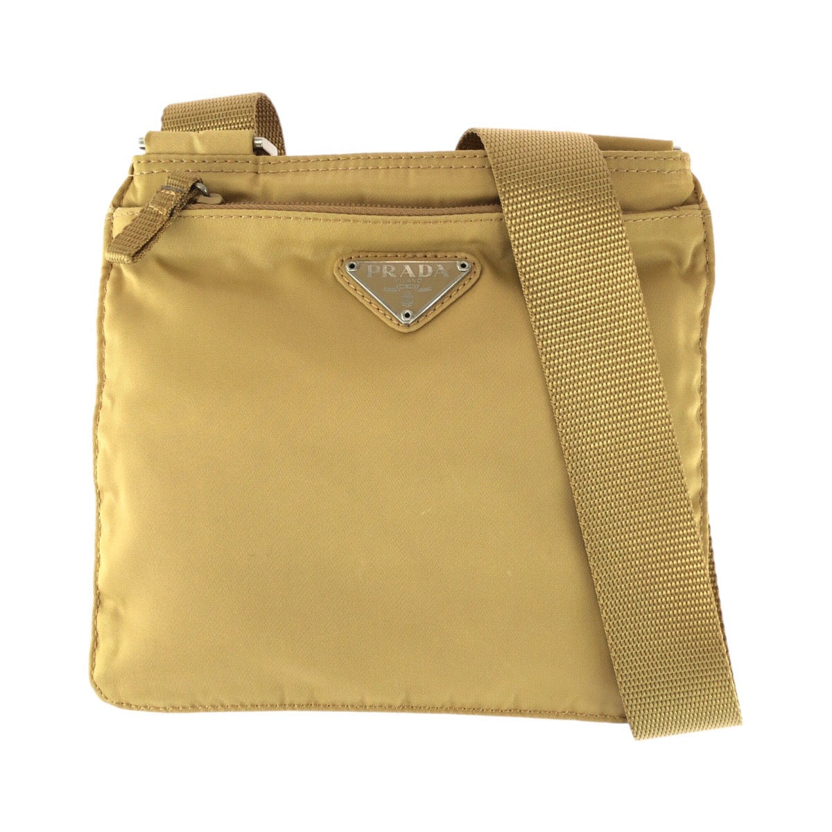 25470
PRADA プラダ テスート 三角ロゴプレート ベージュ シルバー金具 ナイロン 22 ショルダーバッグ ポシェット レディース ABP30