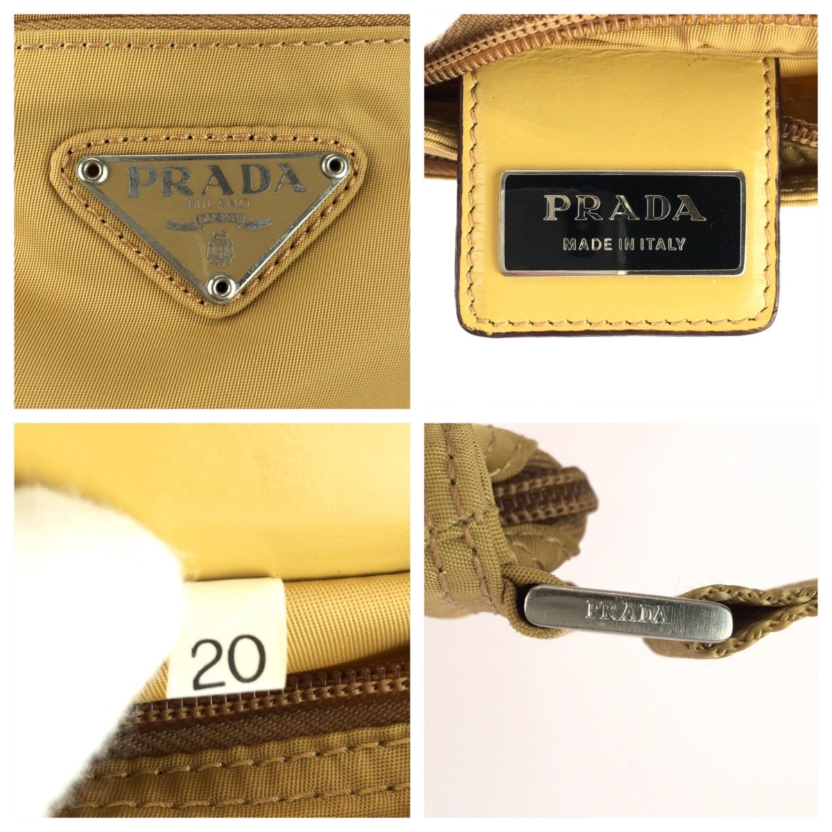 25470
PRADA プラダ テスート 三角ロゴプレート ベージュ シルバー金具 ナイロン 22 ショルダーバッグ ポシェット レディース ABP30