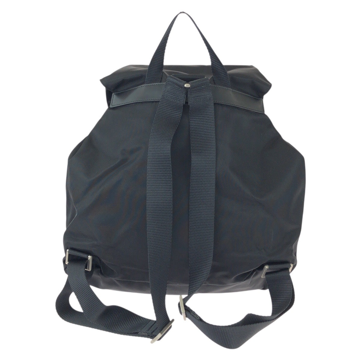 25471
PRADA プラダ テスート 三角ロゴプレート ブラック 黒 シルバー金具 ナイロン / レザー リュックサック バックパック レディース A56