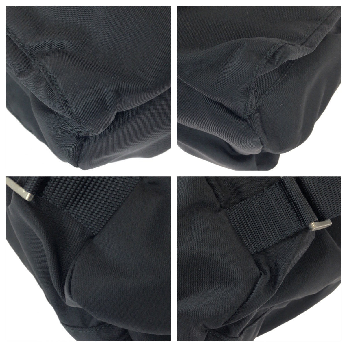 25471
PRADA プラダ テスート 三角ロゴプレート ブラック 黒 シルバー金具 ナイロン / レザー リュックサック バックパック レディース A56