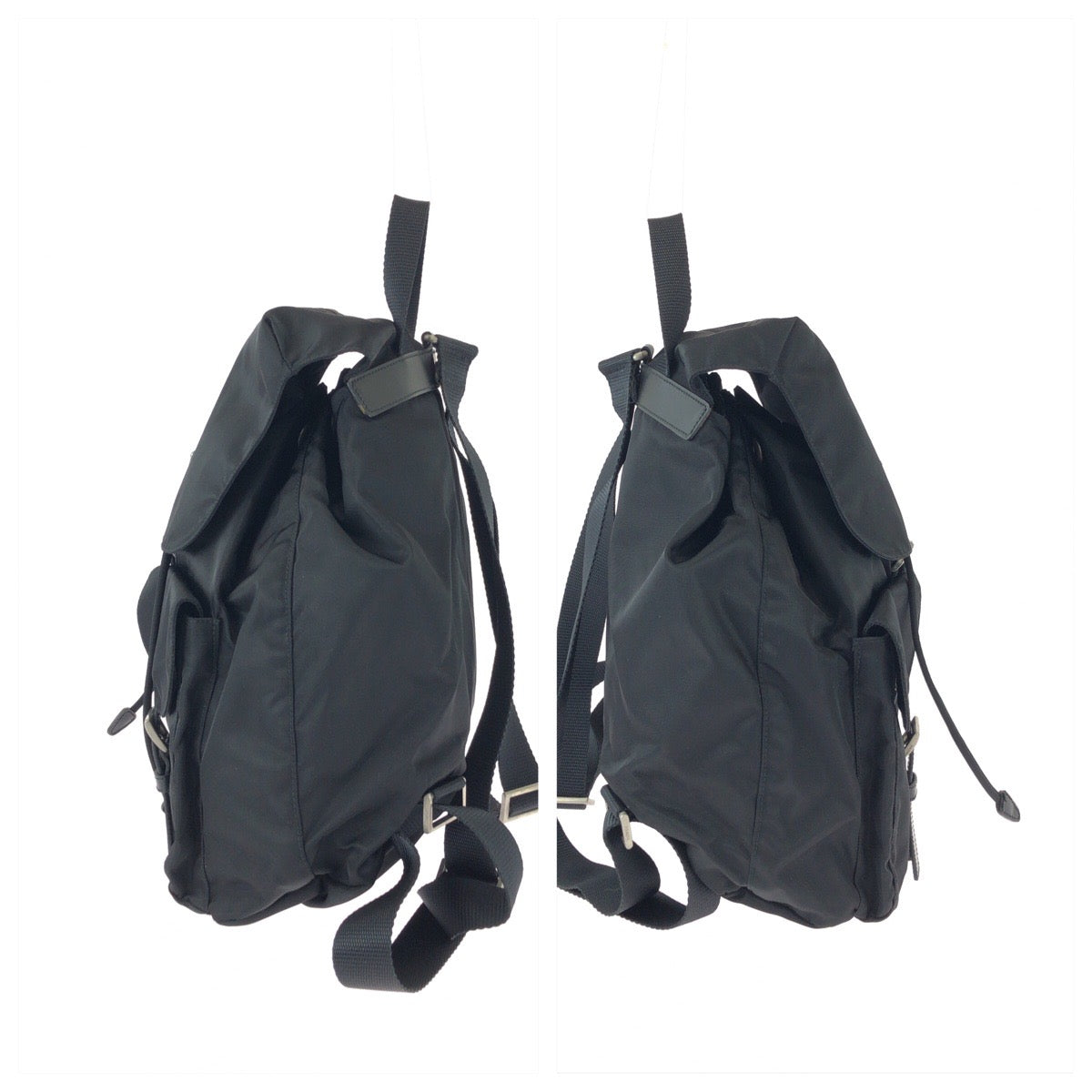 25471
PRADA プラダ テスート 三角ロゴプレート ブラック 黒 シルバー金具 ナイロン / レザー リュックサック バックパック レディース A56