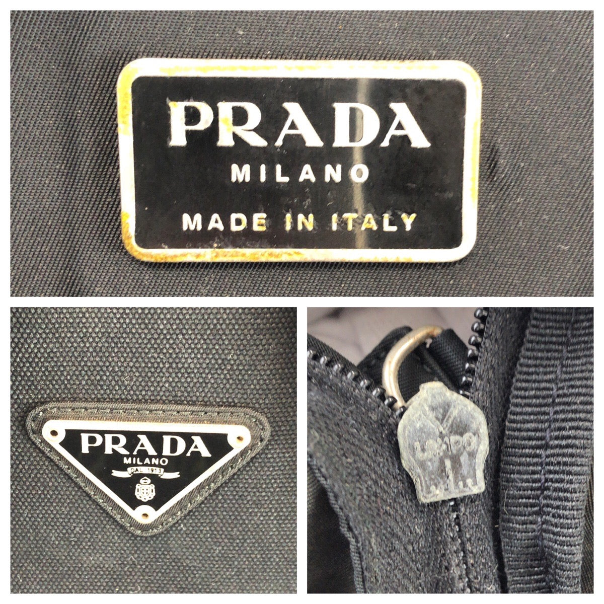 25472
PRADA プラダ テスート 三角ロゴプレート ブラック 黒 シルバー金具 ナイロン リュックサック バックパック メンズ ABP56