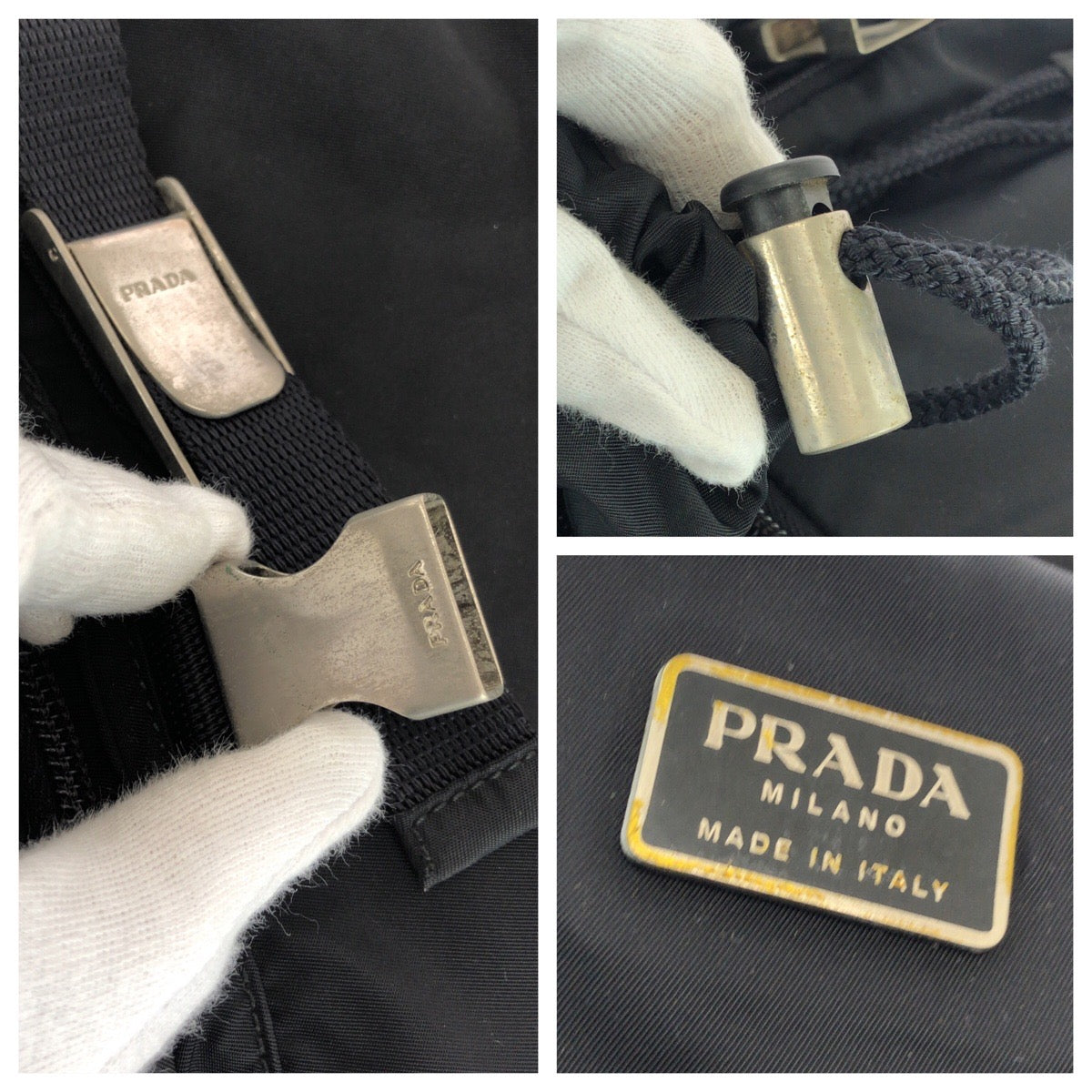 25472
PRADA プラダ テスート 三角ロゴプレート ブラック 黒 シルバー金具 ナイロン リュックサック バックパック メンズ ABP56