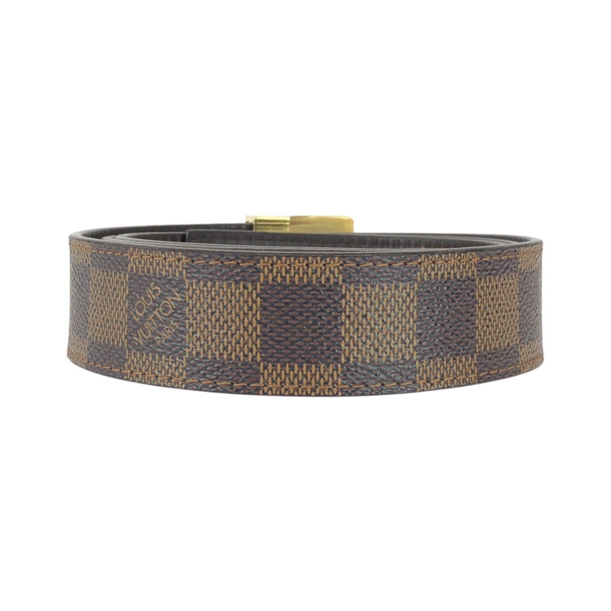 25481
LOUIS VUITTON ルイヴィトン ダミエ サンチュール キャレ 90cm/36inc ブラウン ゴールド金具 PVC M6802V ベルト メンズ AB9