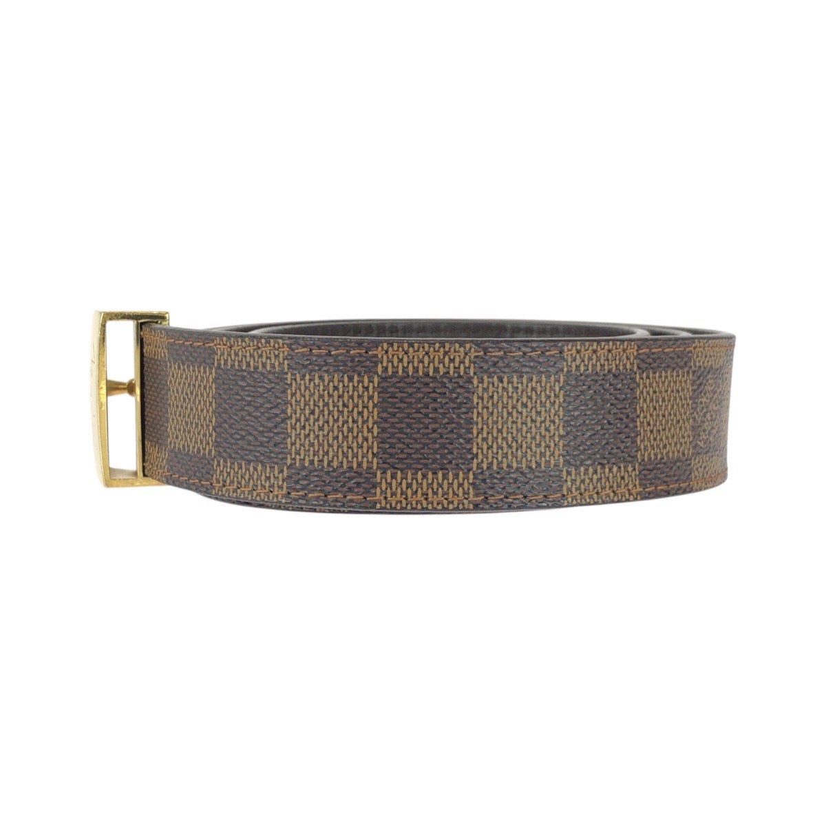25481
LOUIS VUITTON ルイヴィトン ダミエ サンチュール キャレ 90cm/36inc ブラウン ゴールド金具 PVC M6802V ベルト メンズ AB9