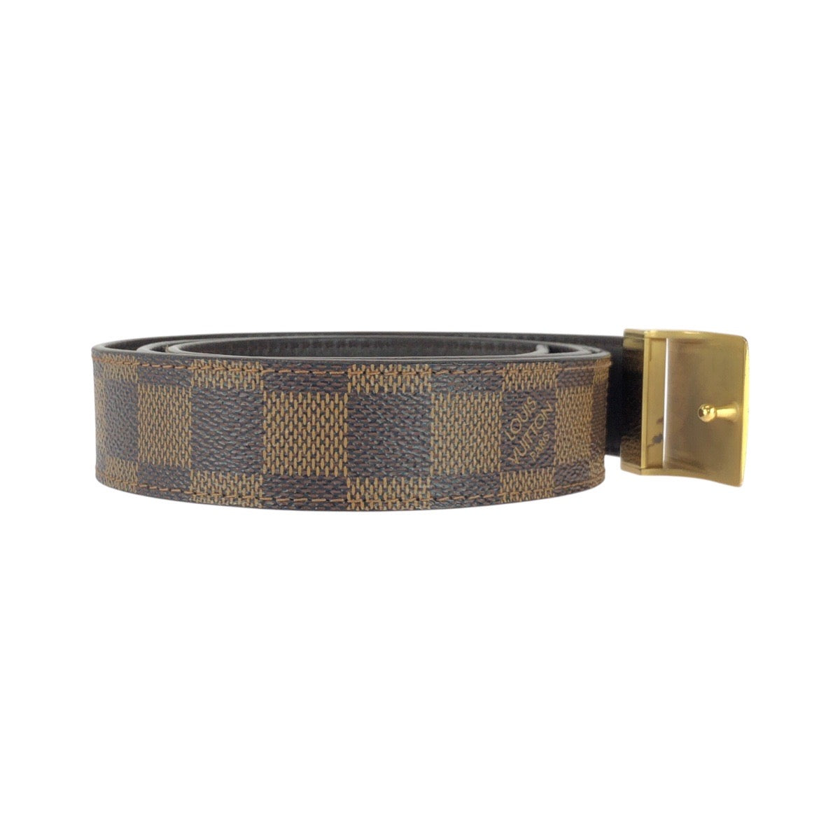 25481
LOUIS VUITTON ルイヴィトン ダミエ サンチュール キャレ 90cm/36inc ブラウン ゴールド金具 PVC M6802V ベルト メンズ AB9