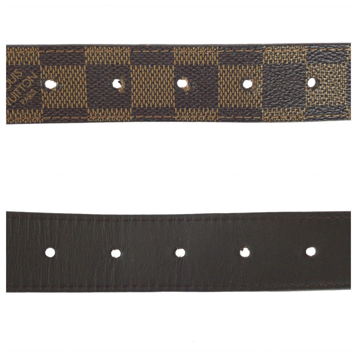 25481
LOUIS VUITTON ルイヴィトン ダミエ サンチュール キャレ 90cm/36inc ブラウン ゴールド金具 PVC M6802V ベルト メンズ AB9