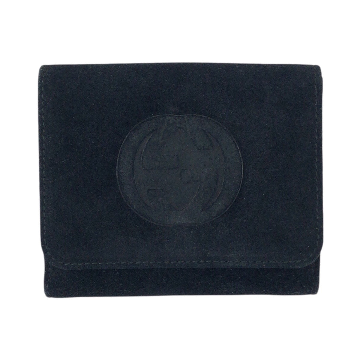 25484
GUCCI グッチ ヴィンテージ オールドグッチ インターロッキングG ブラック 黒 シルバー金具 スウェード 035 1408 1924 折り財布 コンパクトウォレット レディース ABP14