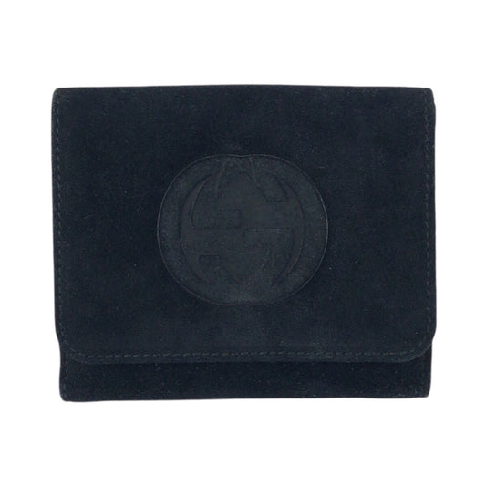 25484
GUCCI グッチ ヴィンテージ オールドグッチ インターロッキングG ブラック 黒 シルバー金具 スウェード 035 1408 1924 折り財布 コンパクトウォレット レディース ABP14