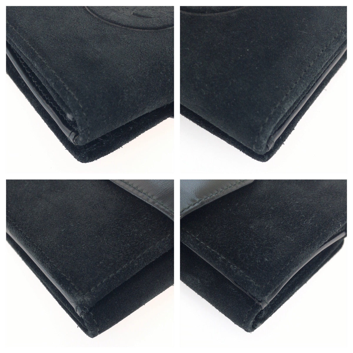 25484
GUCCI グッチ ヴィンテージ オールドグッチ インターロッキングG ブラック 黒 シルバー金具 スウェード 035 1408 1924 折り財布 コンパクトウォレット レディース ABP14