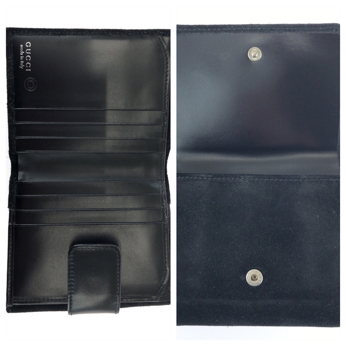 25484
GUCCI グッチ ヴィンテージ オールドグッチ インターロッキングG ブラック 黒 シルバー金具 スウェード 035 1408 1924 折り財布 コンパクトウォレット レディース ABP14