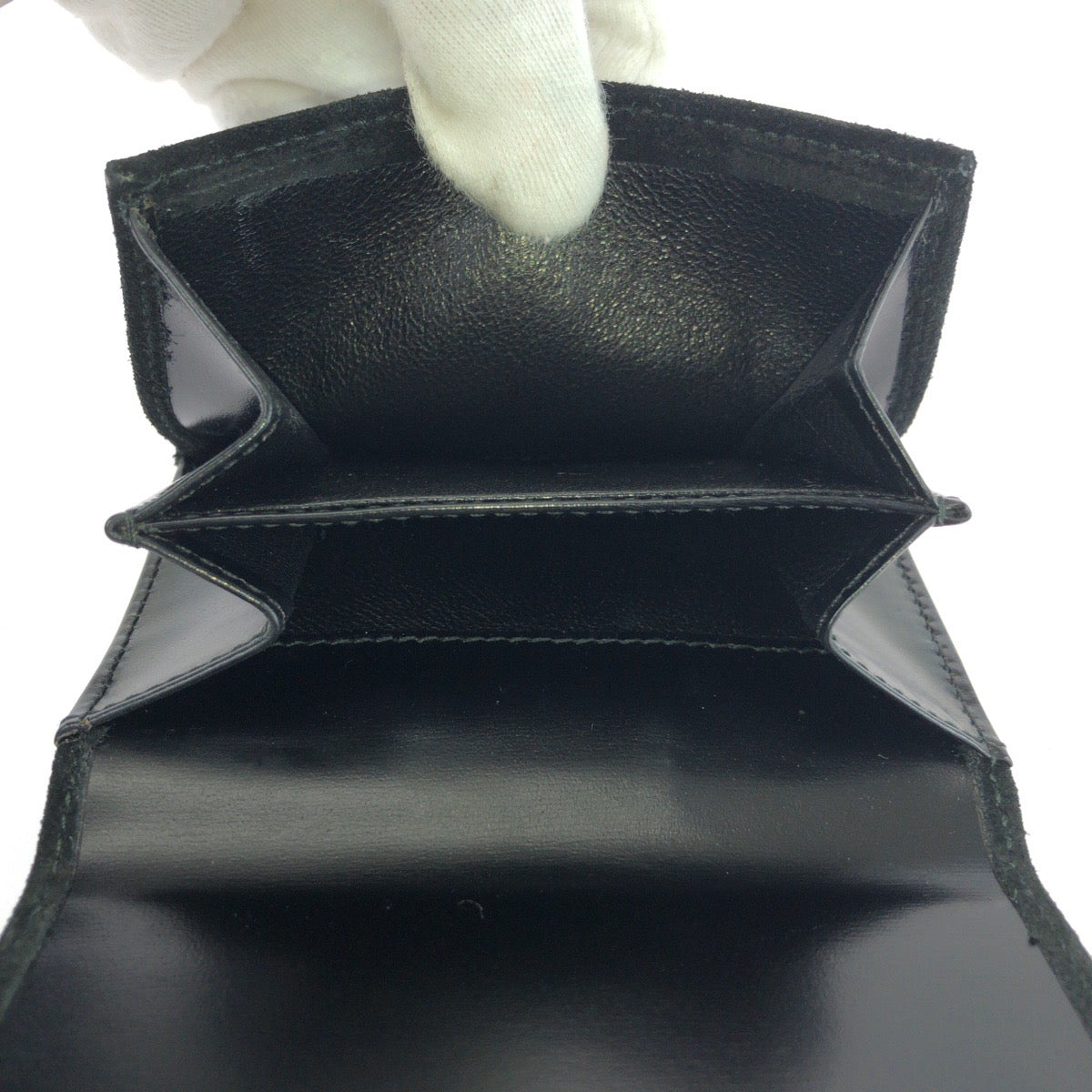 25484
GUCCI グッチ ヴィンテージ オールドグッチ インターロッキングG ブラック 黒 シルバー金具 スウェード 035 1408 1924 折り財布 コンパクトウォレット レディース ABP14
