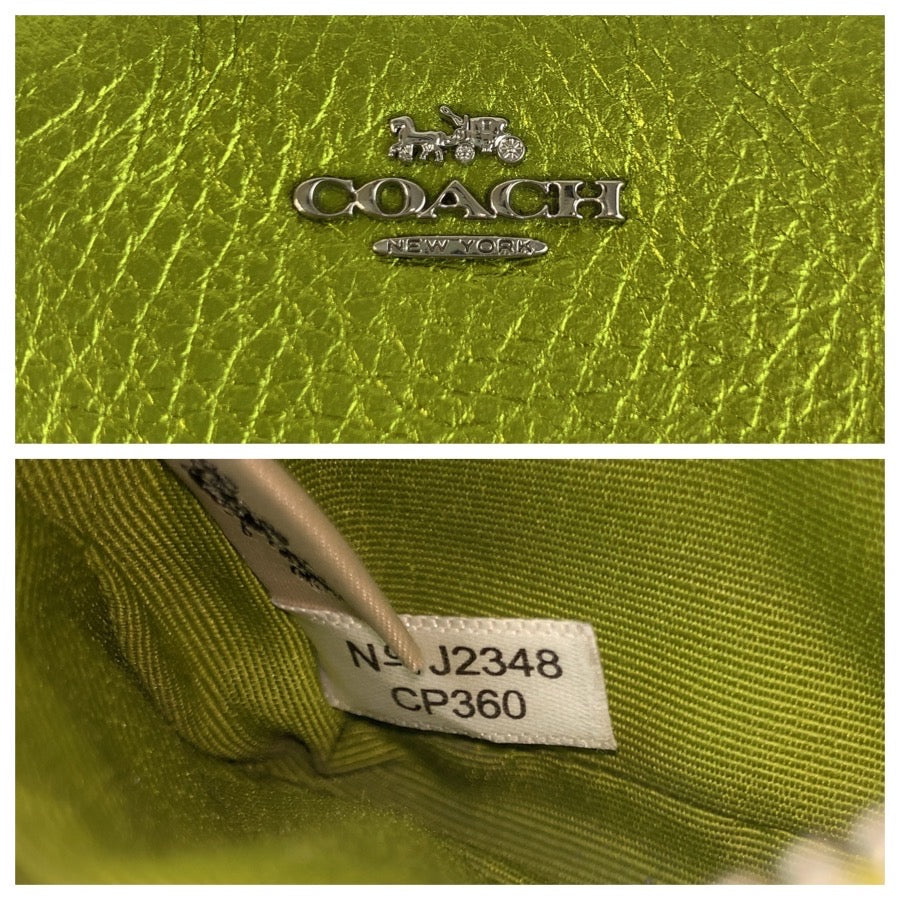 25487
COACH コーチ ミニ ノリータ グリーン メタリックグリーン レザー CP360 バッグチャーム キーホルダー レディース A9