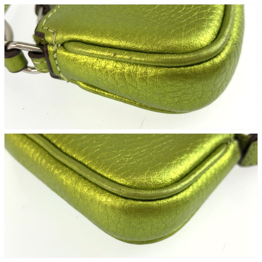25487
COACH コーチ ミニ ノリータ グリーン メタリックグリーン レザー CP360 バッグチャーム キーホルダー レディース A9