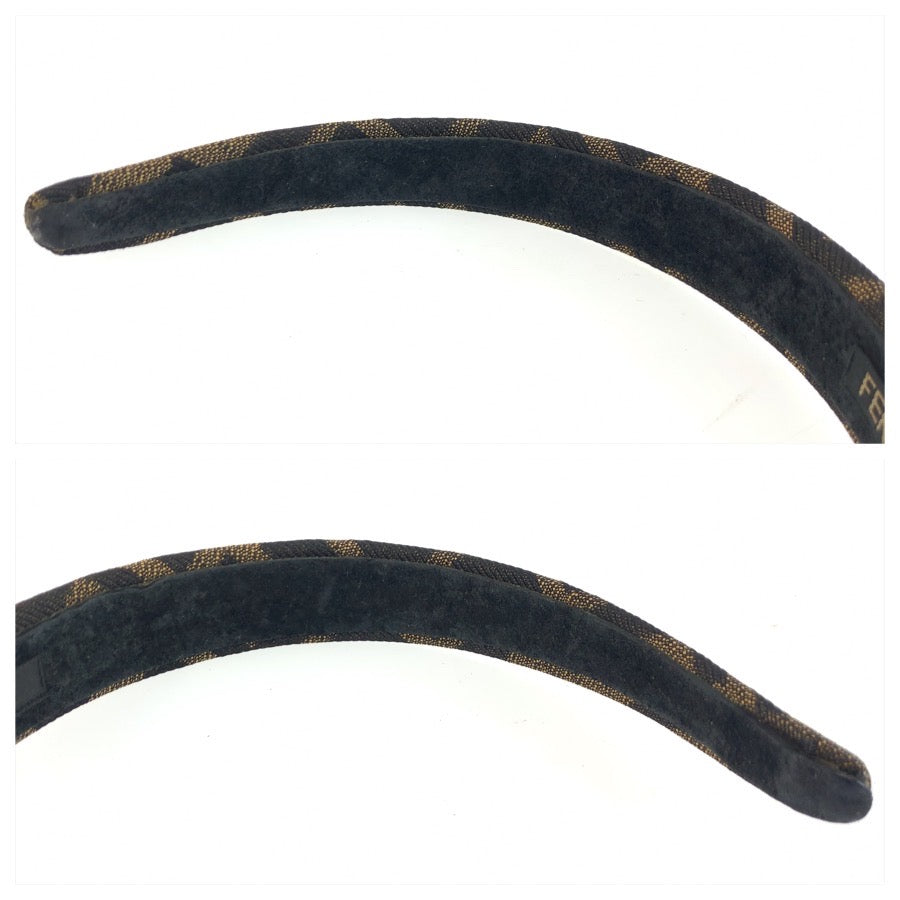 25489
FENDI フェンディ ズッカ ブラウン キャンバス ヘアアクセサリー カチューシャ レディース ABP14