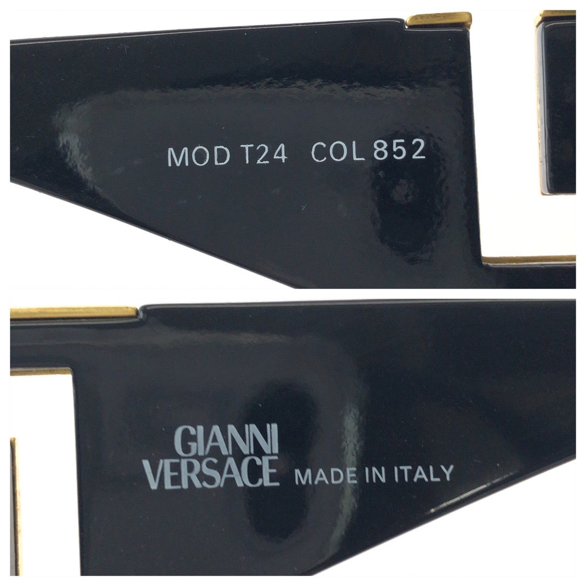 25490
VERSACE ヴェルサーチ ヴィンテージ グレカ ブラック 黒 ゴールド金具 プラスチック / メタル MOD T24 サングラス 男女兼用 ウェリントン レディース A21