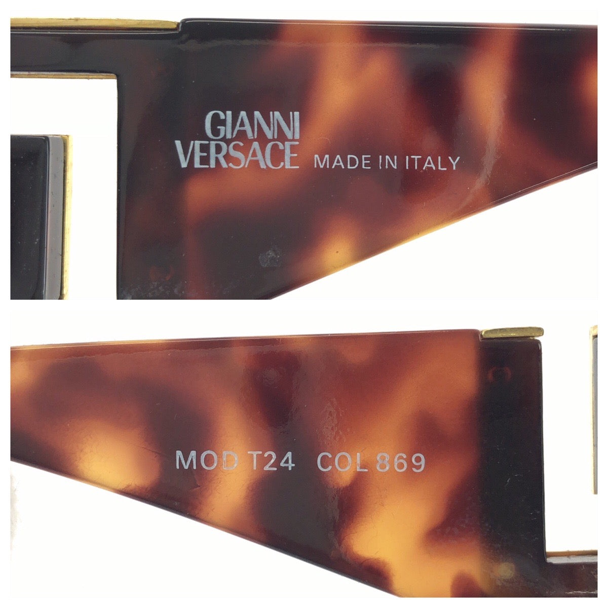 25491
VERSACE ヴェルサーチ ヴィンテージ グレカ ハバナ ブラウン ゴールド金具 プラスチック / メタル MOD T24 サングラス 男女兼用 オーバル レディース A21