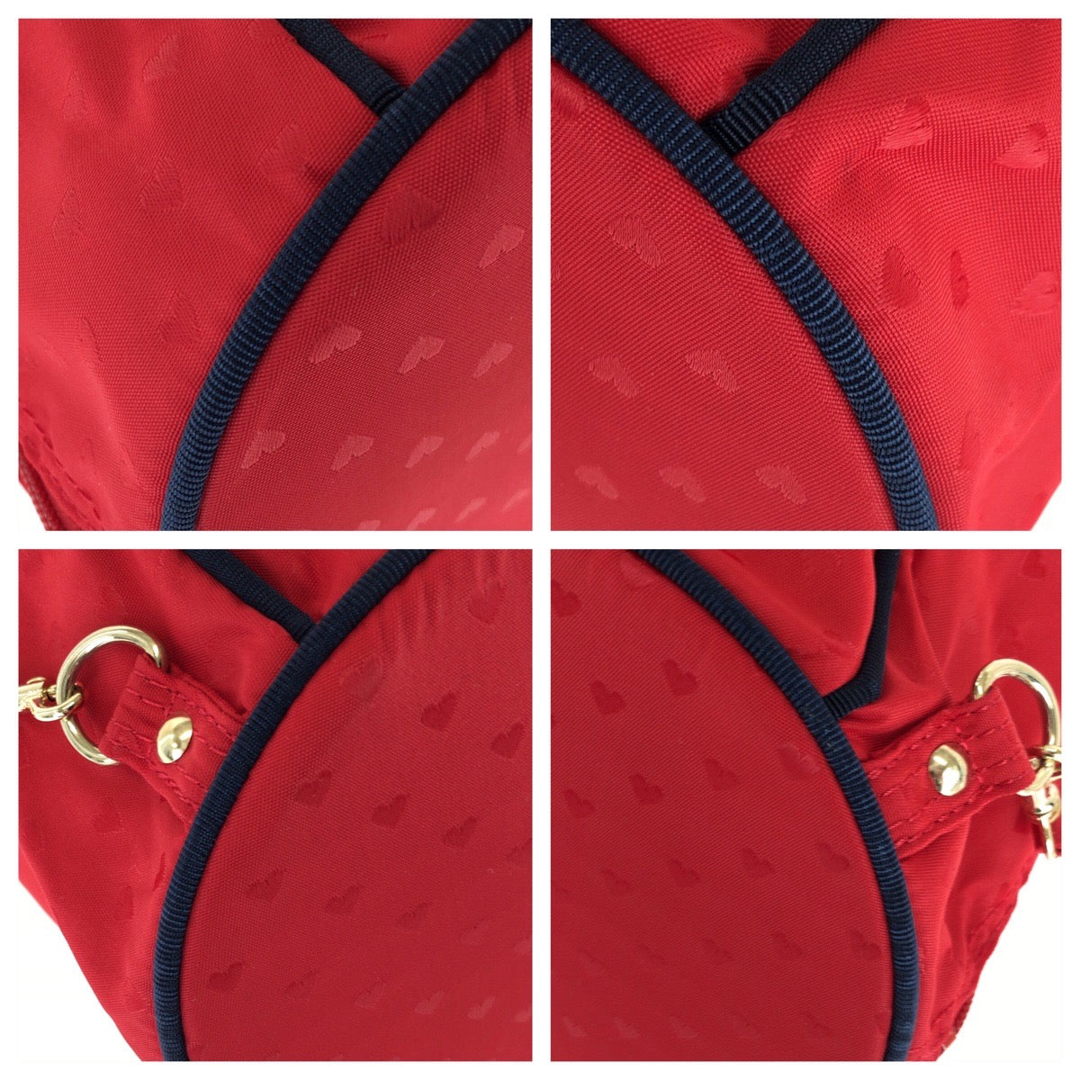 25498
MOSCHINO モスキーノ ヴィンテージ レッド ゴールド金具 ナイロン リュックサック バックパック レディース A7