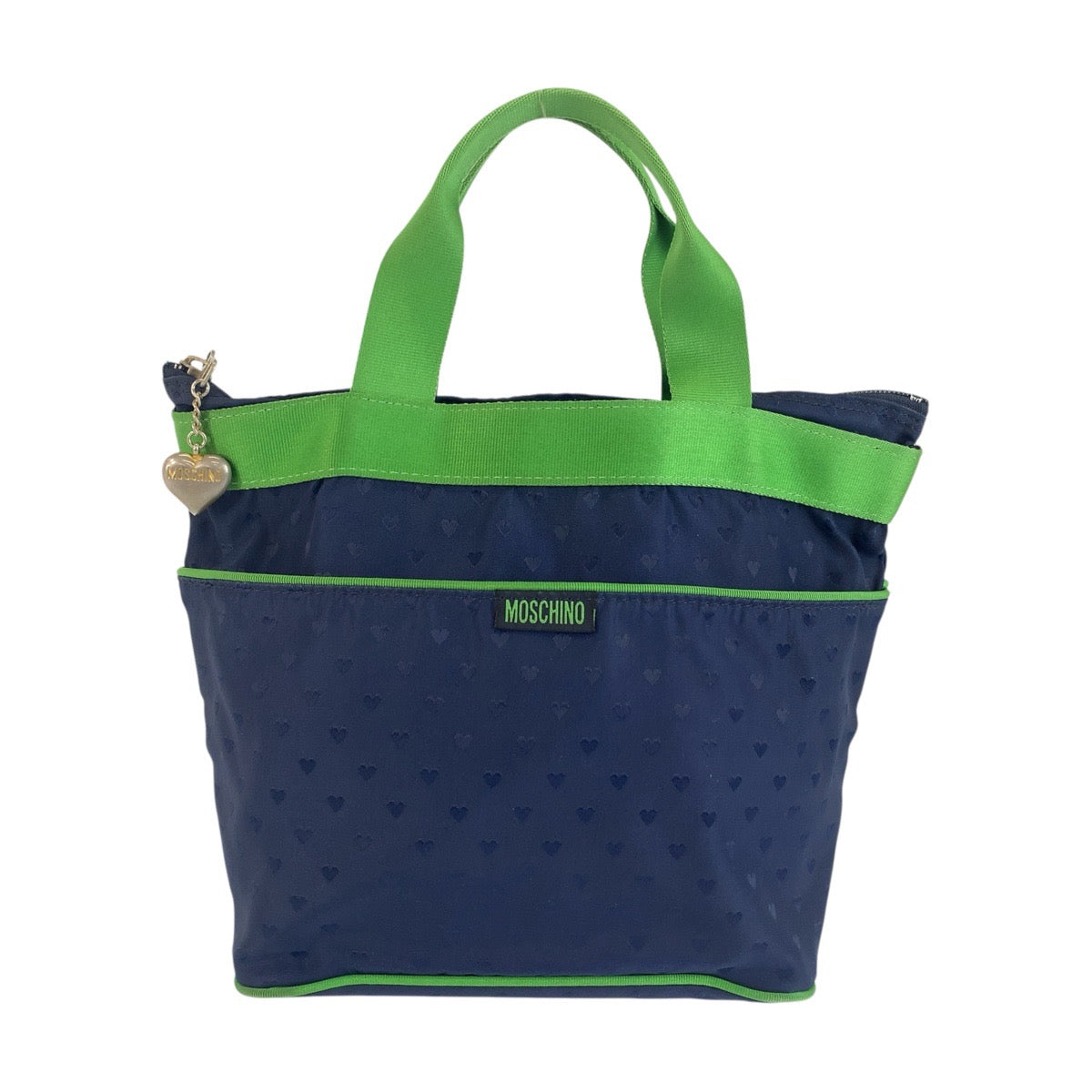 25499
MOSCHINO モスキーノ ブルー グリーン ナイロン トートバッグ ハンドバッグ レディース ABP7