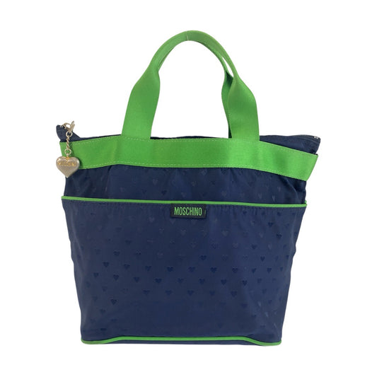 25499
MOSCHINO モスキーノ ブルー グリーン ナイロン トートバッグ ハンドバッグ レディース ABP7