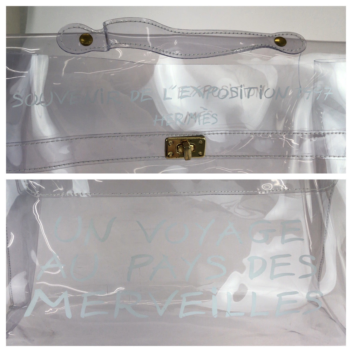 25503
HERMES エルメス ビニールケリー クリア ゴールド金具 ビニール ハンドバッグ レディース ABP37