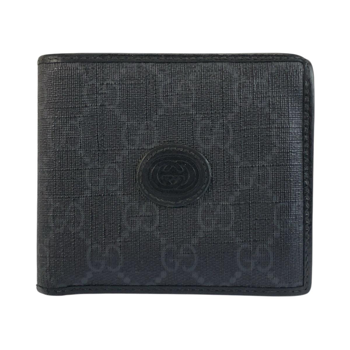 25504
GUCCI グッチ インターロッキング ブラック 黒 GGスプリームキャンバス 673000 折り財布 コンパクトウォレット メンズ AB9