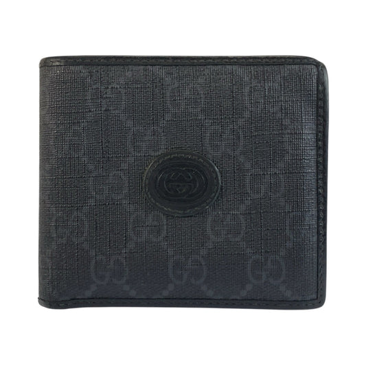 25504
GUCCI グッチ インターロッキング ブラック 黒 GGスプリームキャンバス 673000 折り財布 コンパクトウォレット メンズ AB9