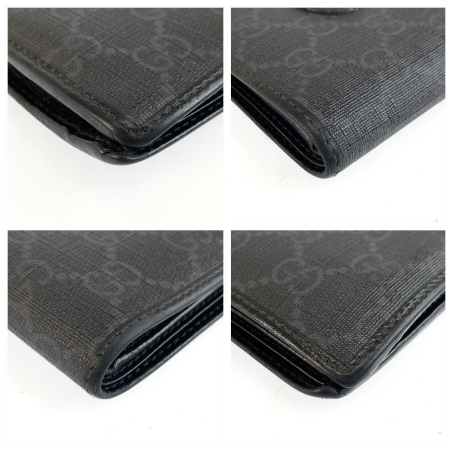 25504
GUCCI グッチ インターロッキング ブラック 黒 GGスプリームキャンバス 673000 折り財布 コンパクトウォレット メンズ AB9