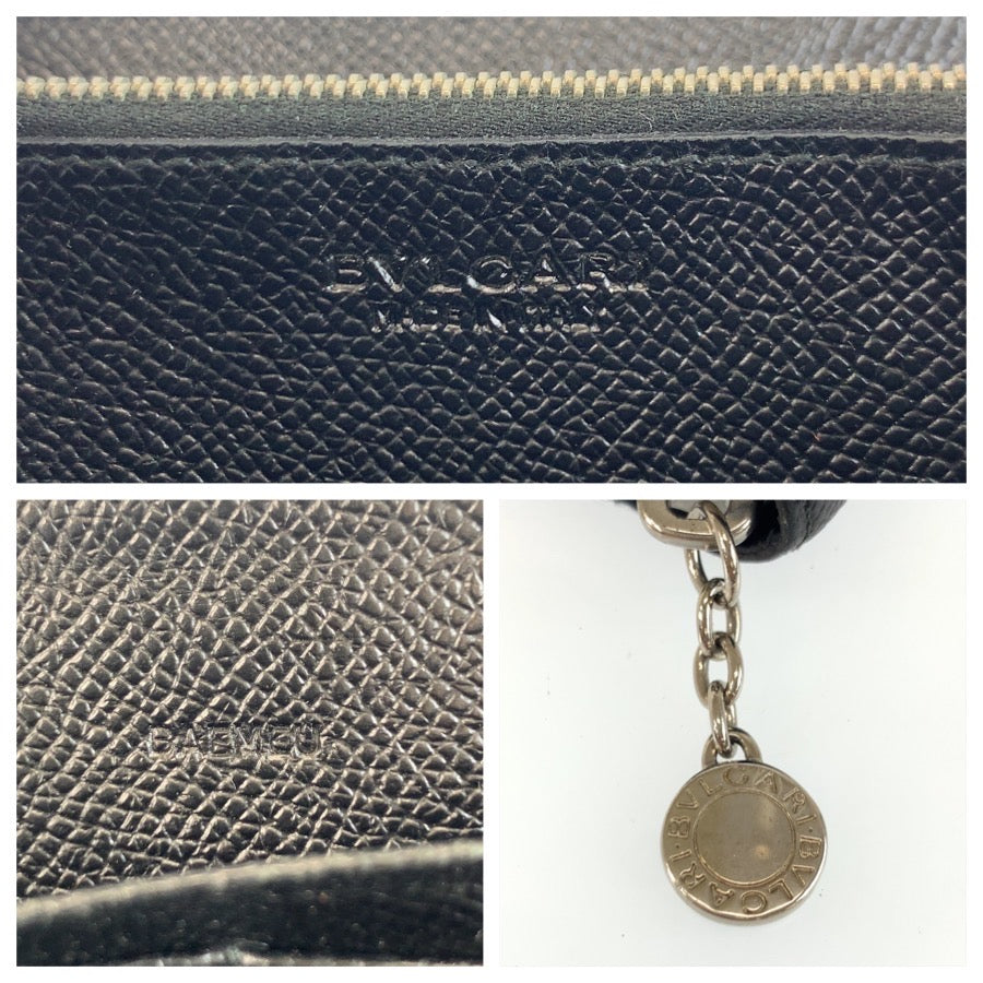25506
BVLGARI ブルガリ ブラック 黒 シルバー金具 レザー 長財布 ロングウォレット メンズ AB16