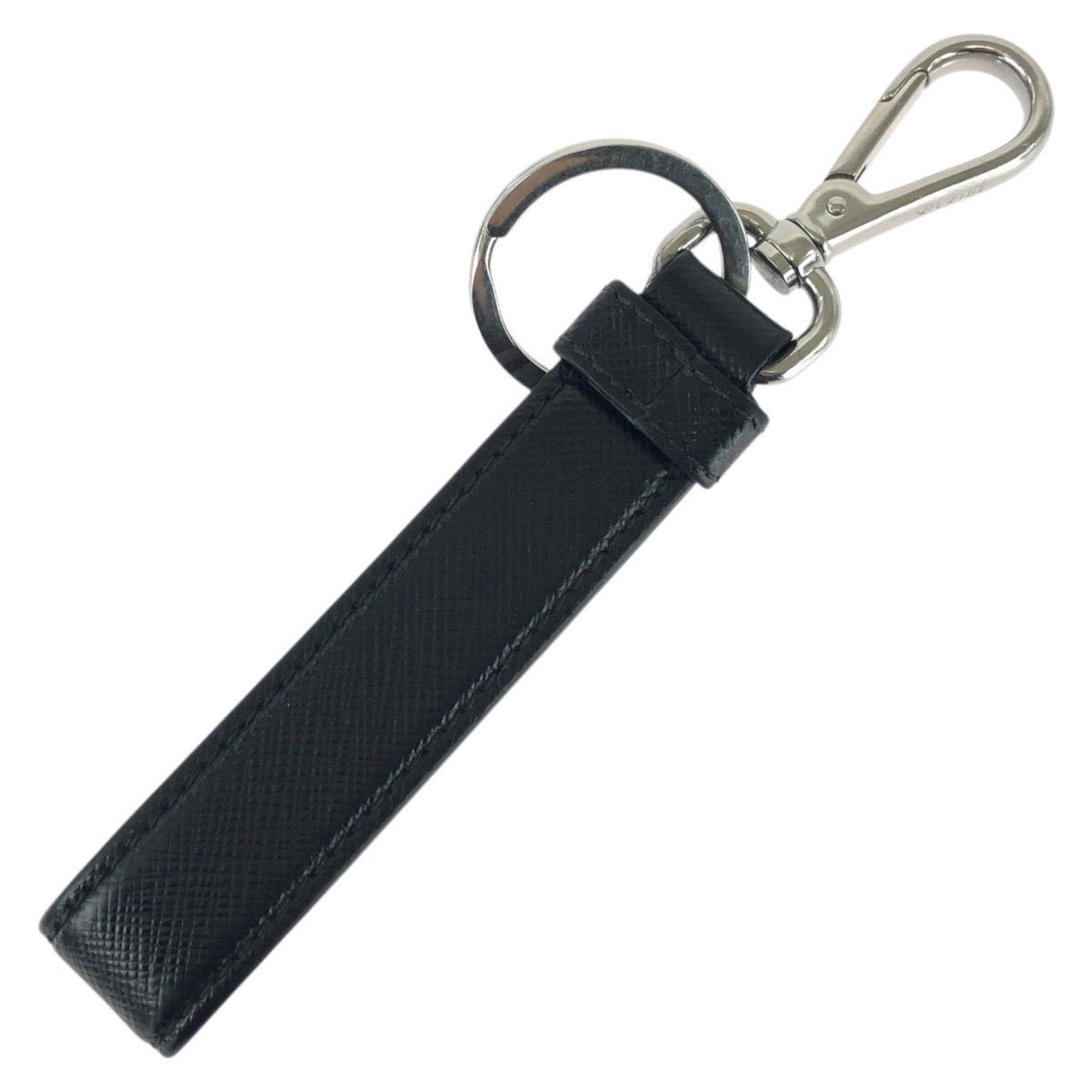 25509
PRADA プラダ サフィアーノ ブラック 黒 シルバー金具 レザー キーリング メンズ ABP16