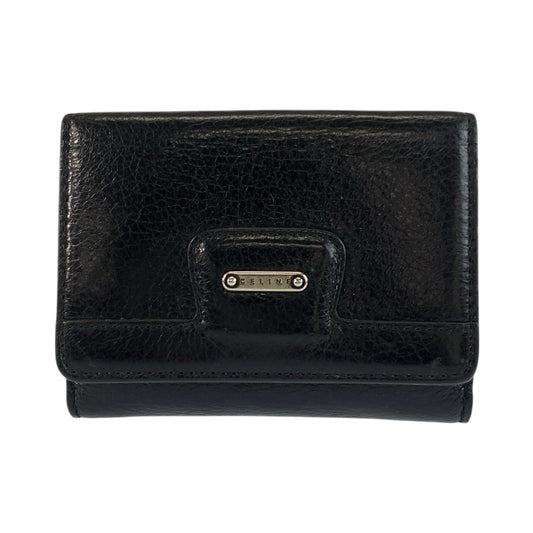 25510
CELINE セリーヌ ブラック 黒 シルバー金具 レザー 折財布 コンパクトウォレット レディース ABP16