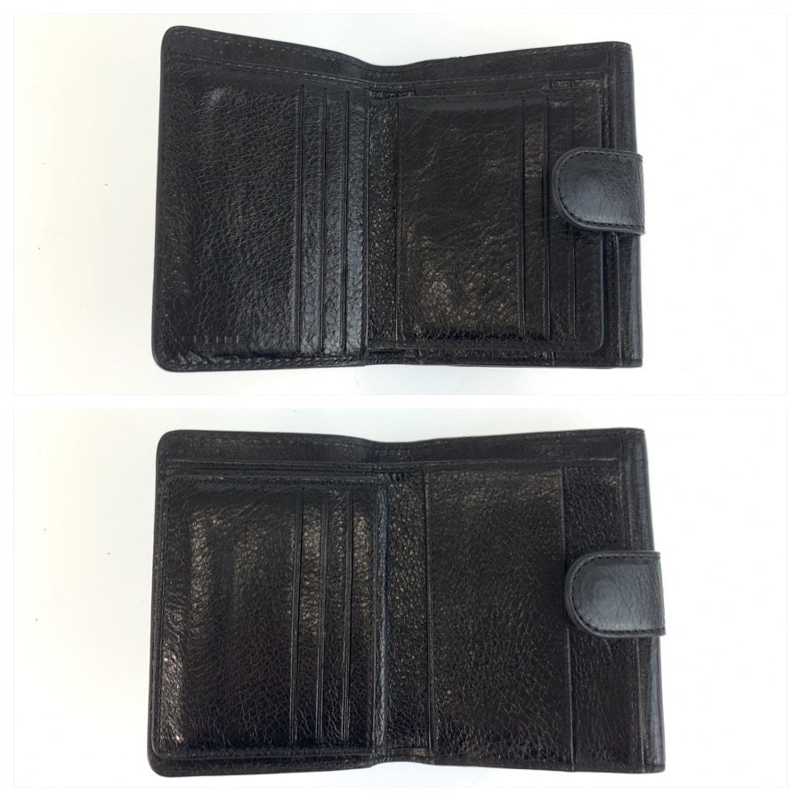 25510
CELINE セリーヌ ブラック 黒 シルバー金具 レザー 折財布 コンパクトウォレット レディース ABP16
