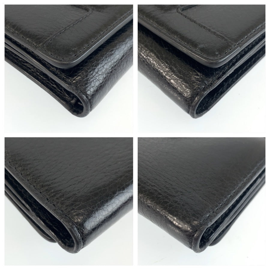 25510
CELINE セリーヌ ブラック 黒 シルバー金具 レザー 折財布 コンパクトウォレット レディース ABP16