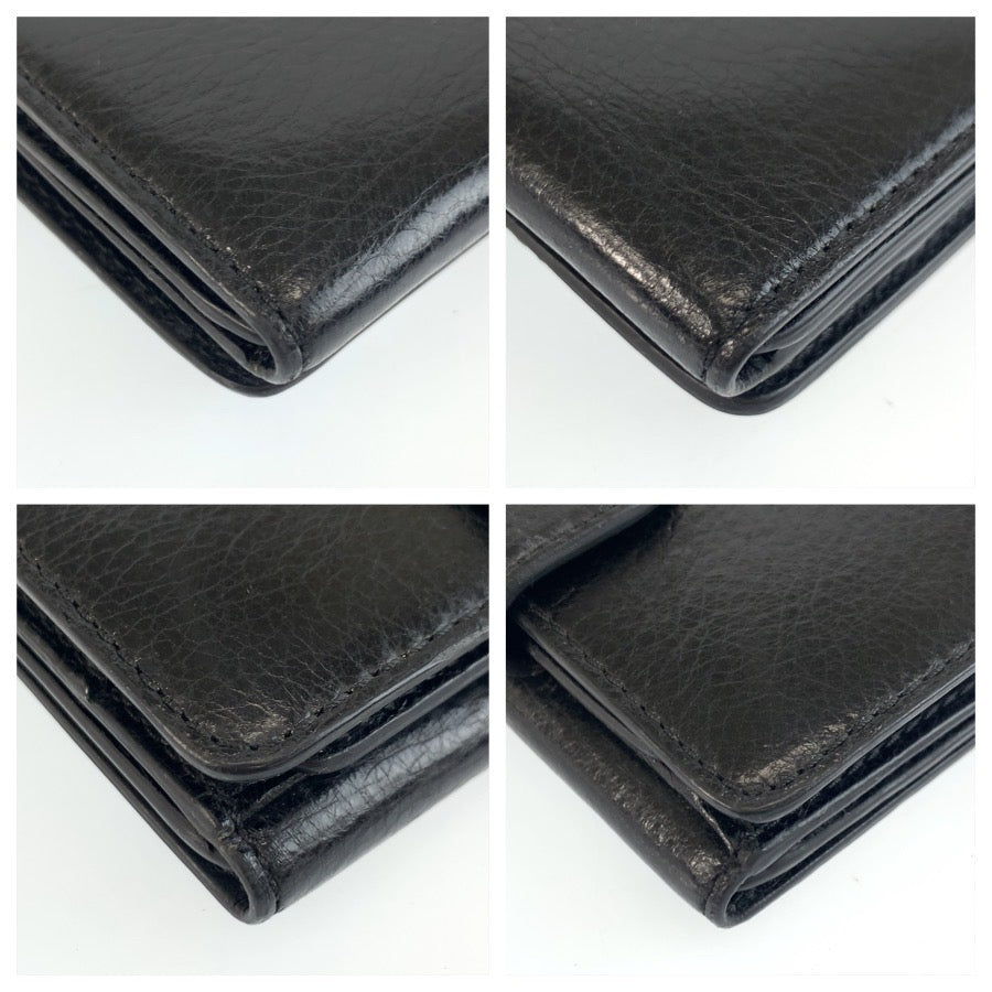25510
CELINE セリーヌ ブラック 黒 シルバー金具 レザー 折財布 コンパクトウォレット レディース ABP16