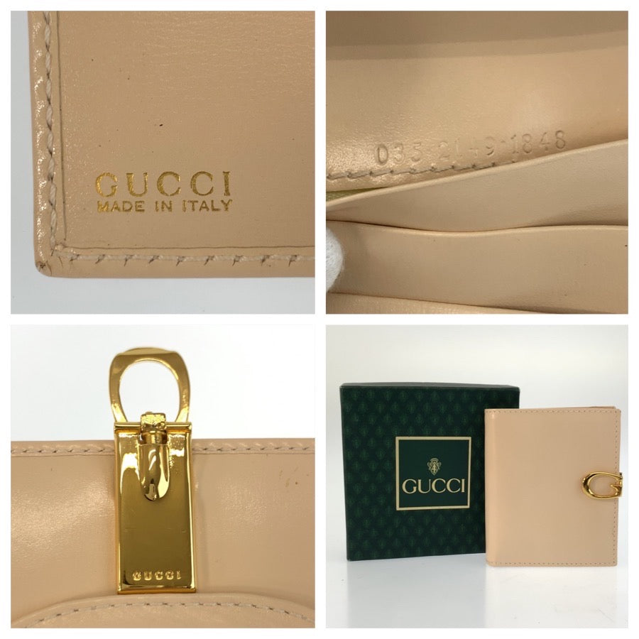 25511
GUCCI グッチ Gロゴ ベージュ ゴールド金具 レザー 035 2149 1848 折り財布 コンパクトウォレット レディース A21