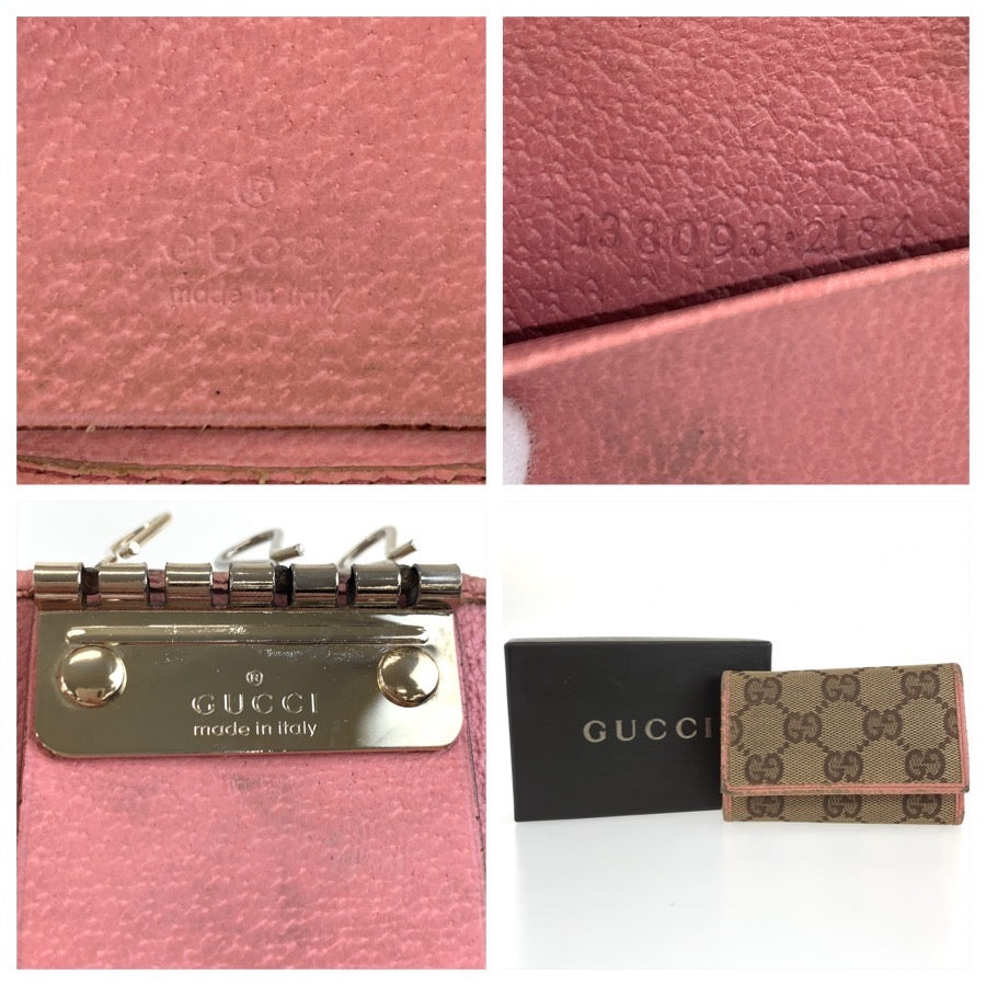 25512
GUCCI グッチ ピンク ベージュ GGキャンバス / レザー 138093 キーケース 6連 レディース B2