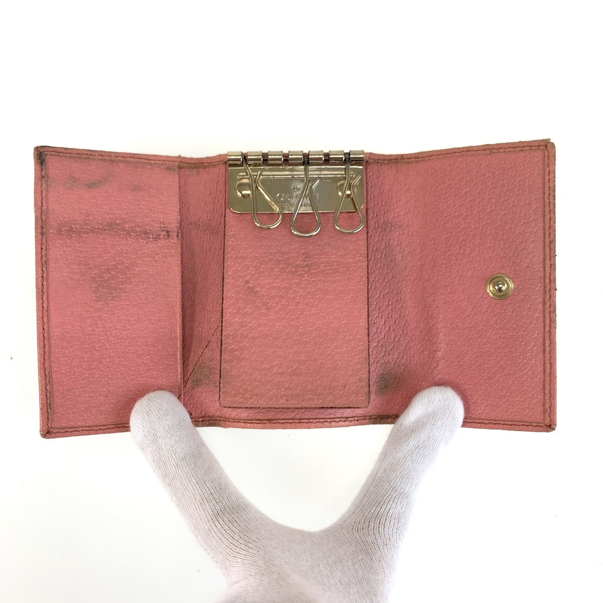 25512
GUCCI グッチ ピンク ベージュ GGキャンバス / レザー 138093 キーケース 6連 レディース B2