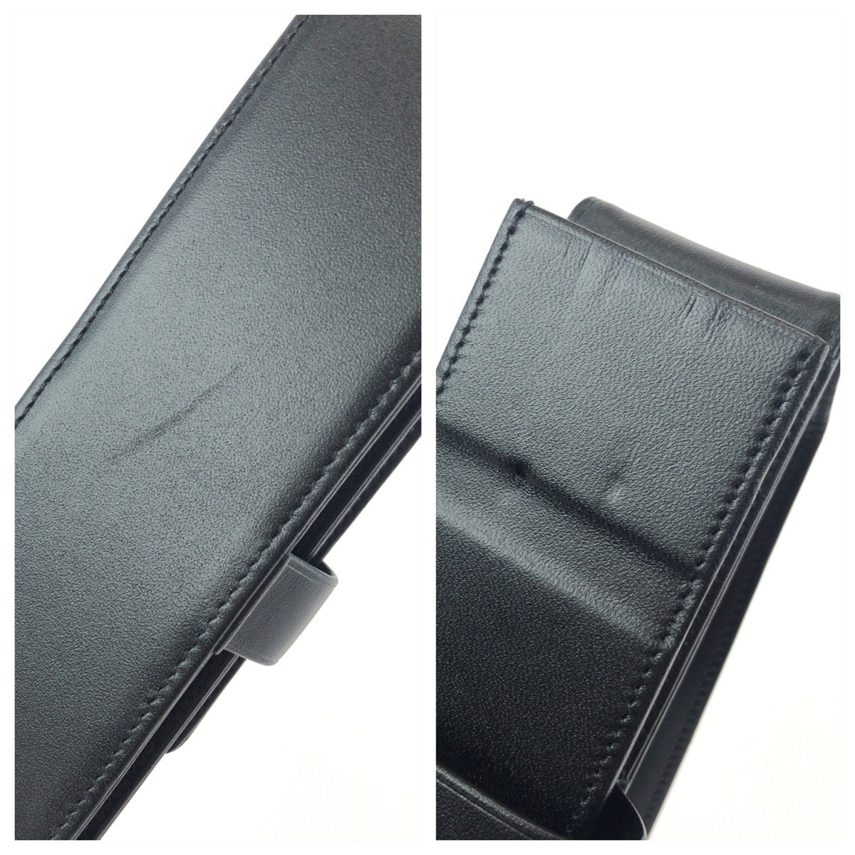 25513
MONTBLANC モンブラン マイスターシュテュック 2本差しペンポーチ ブラック 黒 シルバー金具 レザー ペンケース 男女兼用 メンズ A12