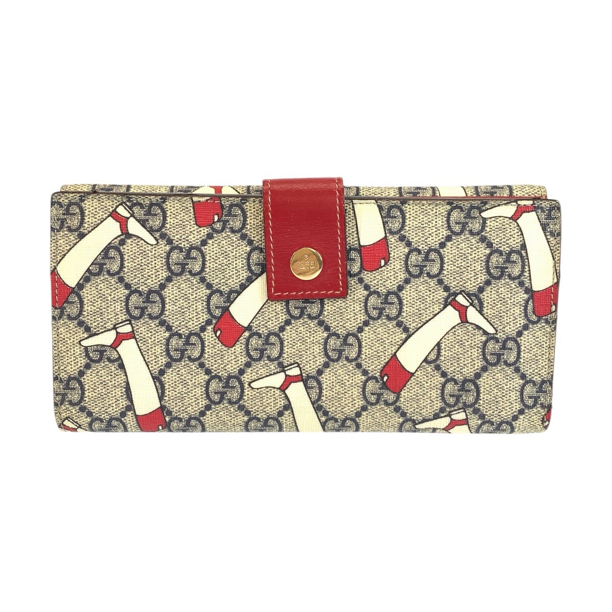 25514
GUCCI グッチ ブーツ柄 グレー レッド ゴールド金具 GGスプリームキャンバス / レザー 115046 長財布 ロングウォレット レディース ABP14
