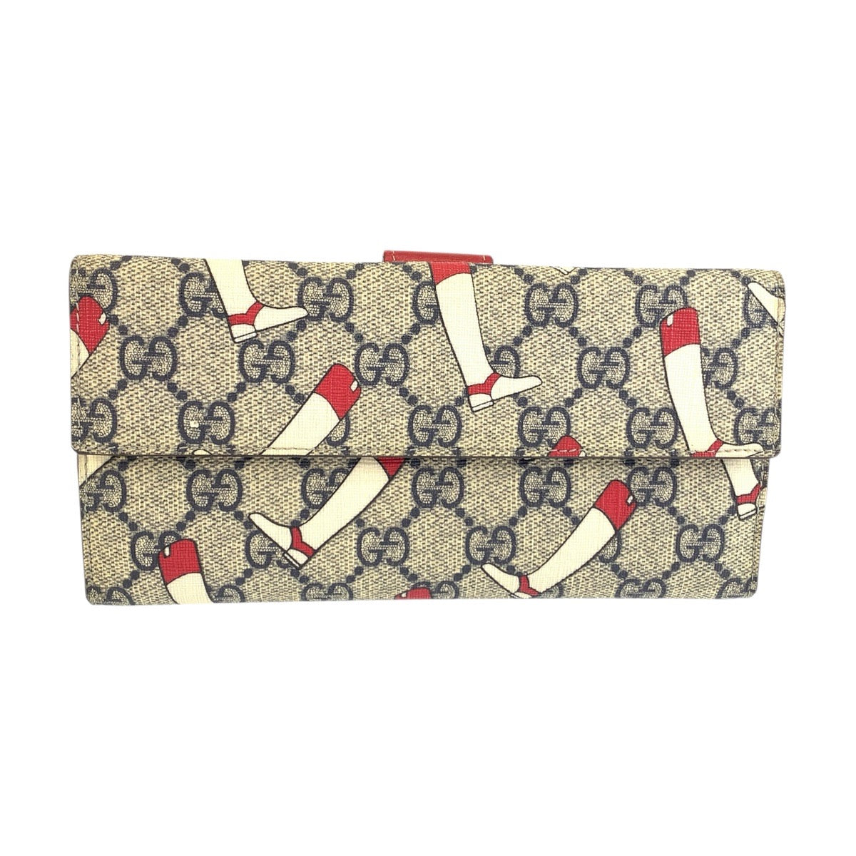 25514
GUCCI グッチ ブーツ柄 グレー レッド ゴールド金具 GGスプリームキャンバス / レザー 115046 長財布 ロングウォレット レディース ABP14