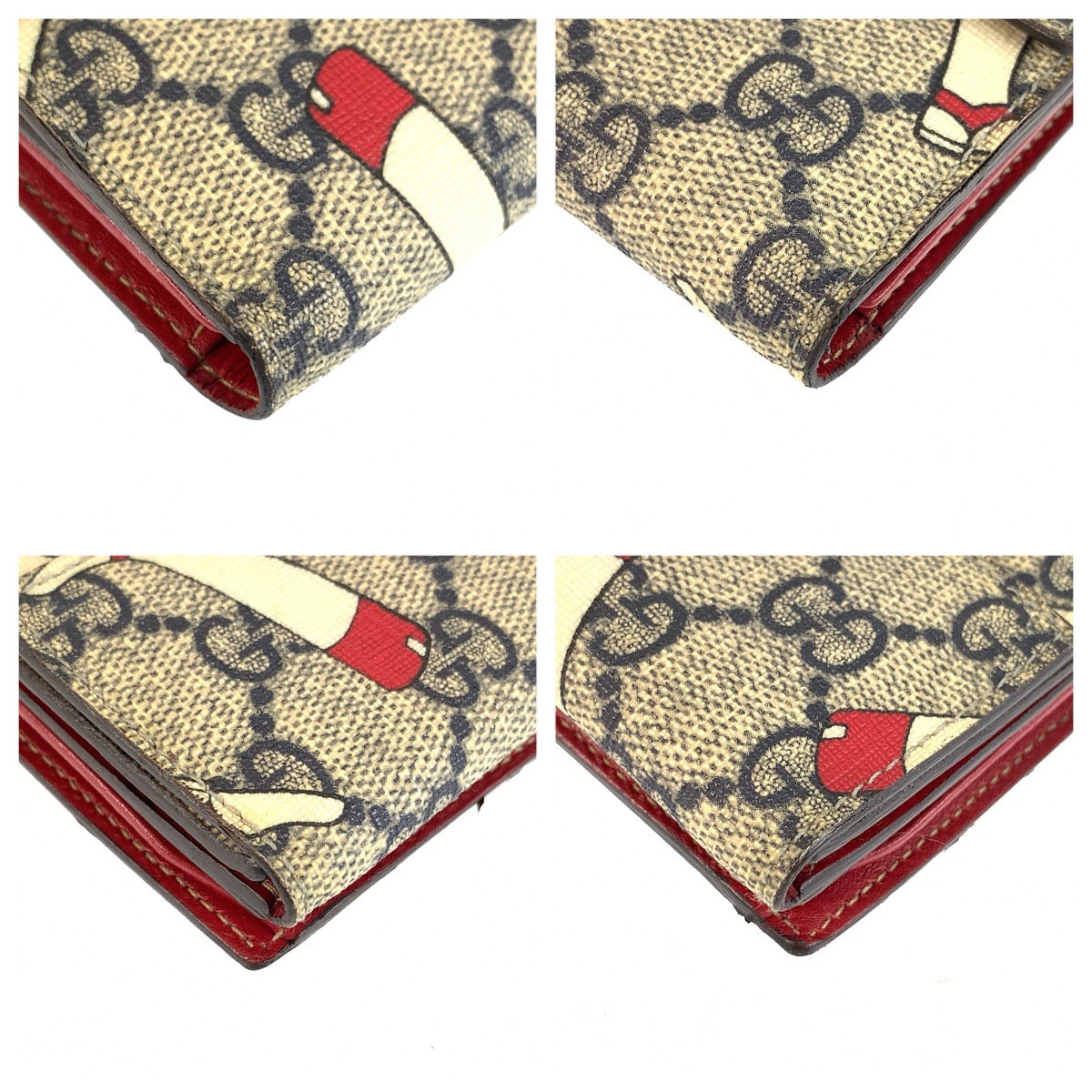 25514
GUCCI グッチ ブーツ柄 グレー レッド ゴールド金具 GGスプリームキャンバス / レザー 115046 長財布 ロングウォレット レディース ABP14