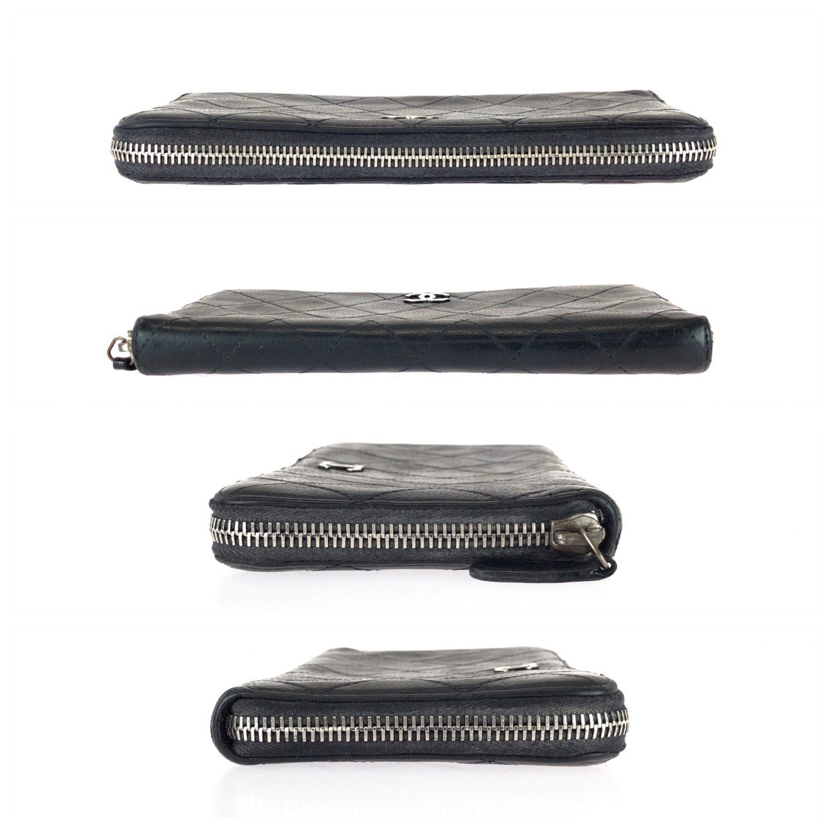 25515
CHANEL シャネル ココマーク ブラック 黒 シルバー金具 キャビアスキン 長財布 ラウンドファスナー レディース AB14