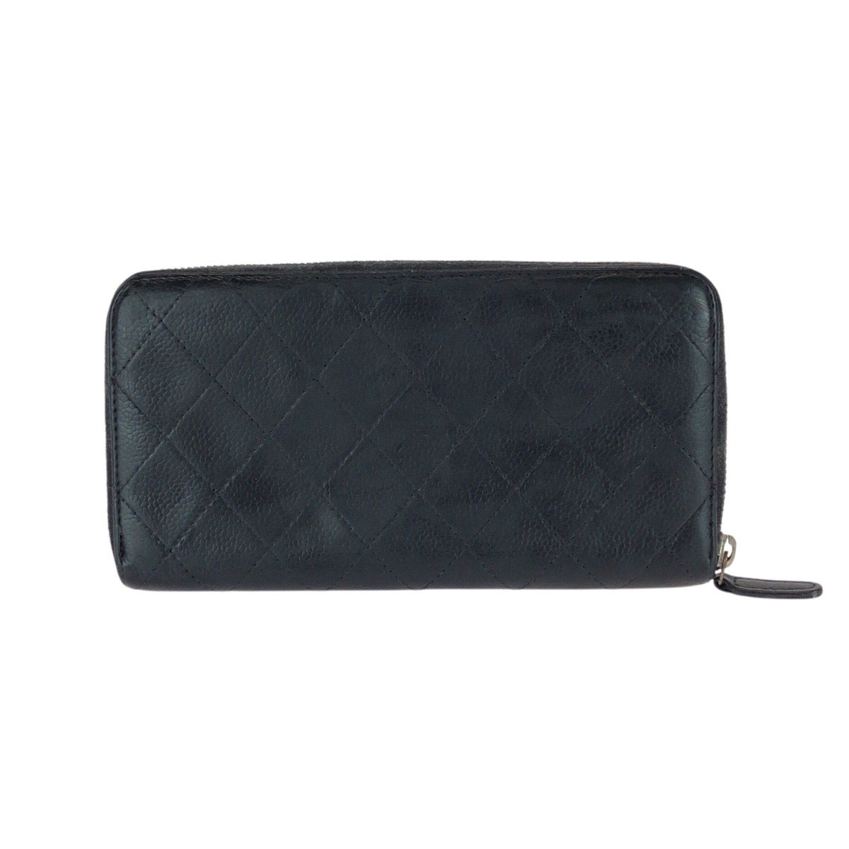 25515
CHANEL シャネル ココマーク ブラック 黒 シルバー金具 キャビアスキン 長財布 ラウンドファスナー レディース AB14